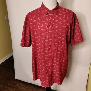 Alaska Hardgear Mens XL S/S Button Up Lightweight Poly Spandex Fish Print Shirt